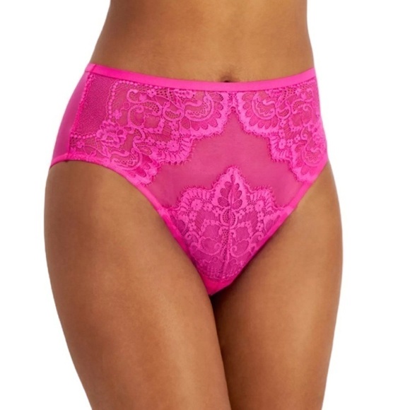 INC Intimates Underwire Lace Bra & Lace Trim Mesh Brief Underwear Black Medium - Picture 9 of 13